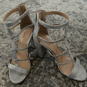 Jewel Badgley Mischka “Teddy Glitter Sandal”